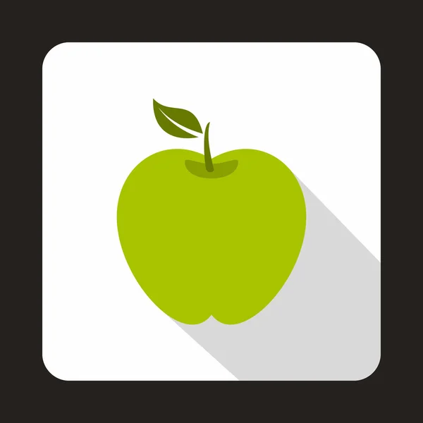 Groene appelpictogram, vlakke stijl — Stockvector