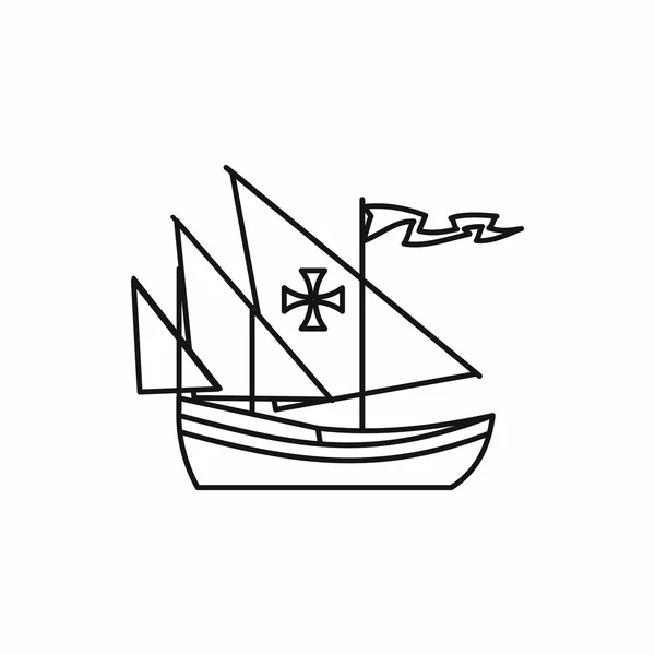 Icono de nave de Colón, estilo de esquema — Vector de stock