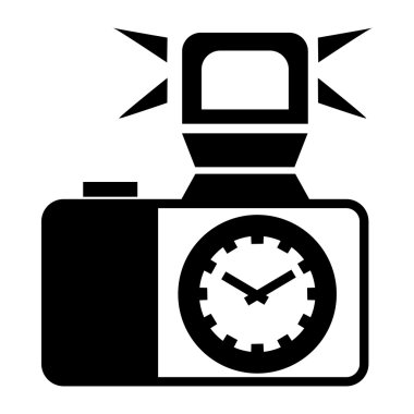 Fotoğraf makinesi ile birden parlamak simgesi, basit tarzı