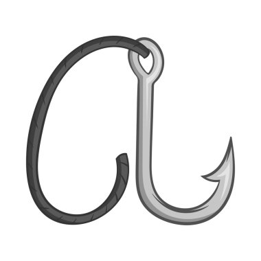 Halat simgesine kanca, siyah tek renkli stil