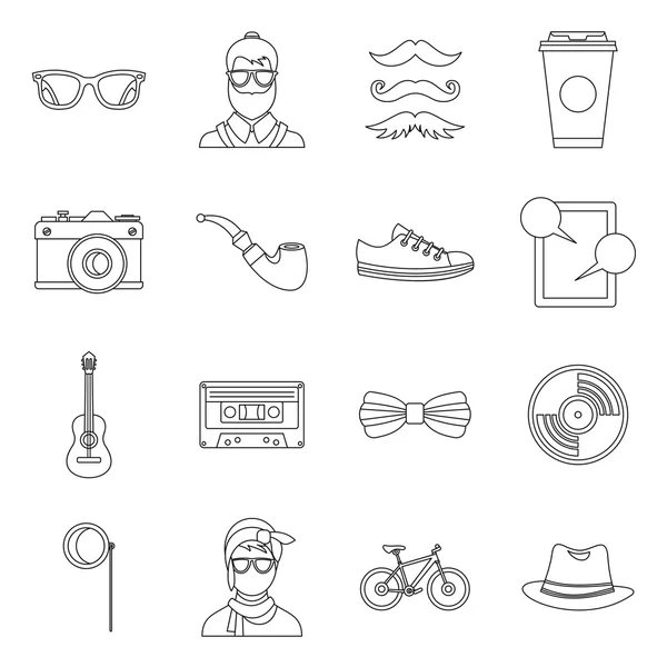 Hipster-Icons setzen, Stil umreißen — Stockvektor