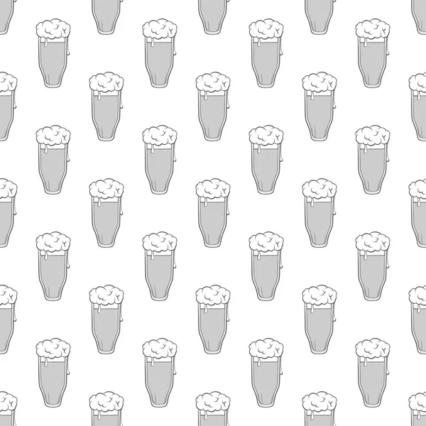 Alto vaso de cerveza patrón sin costura — Vector de stock