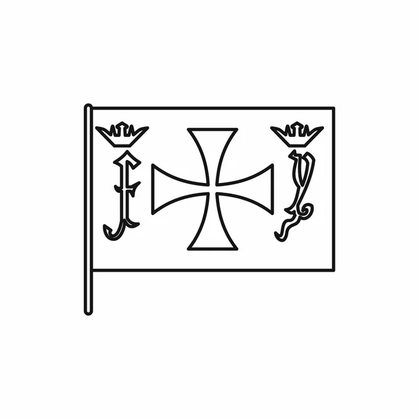 Columbus icona della bandiera capitana, stile contorno — Vettoriale Stock