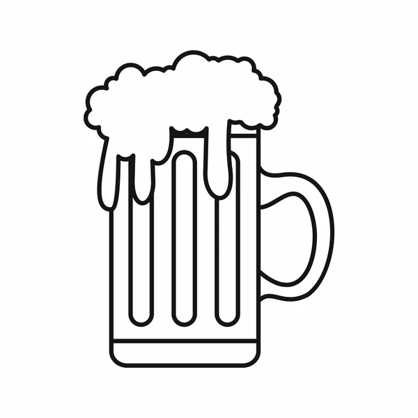 Mok vol bier pictogram, Kaderstijl — Stockvector