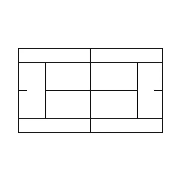 Het pictogram van het Hof van tennis, Kaderstijl — Stockvector