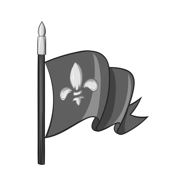 Ícone de bandeira de cavaleiro medieval, estilo monocromático preto — Vetor de Stock