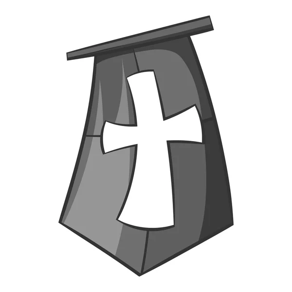 십자군 아이콘의 국기, 검은 색 흑백 스타일 — 스톡 벡터