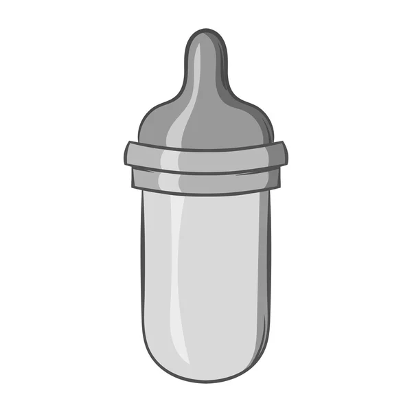 Botella con icono de pezón, estilo monocromo negro — Vector de stock