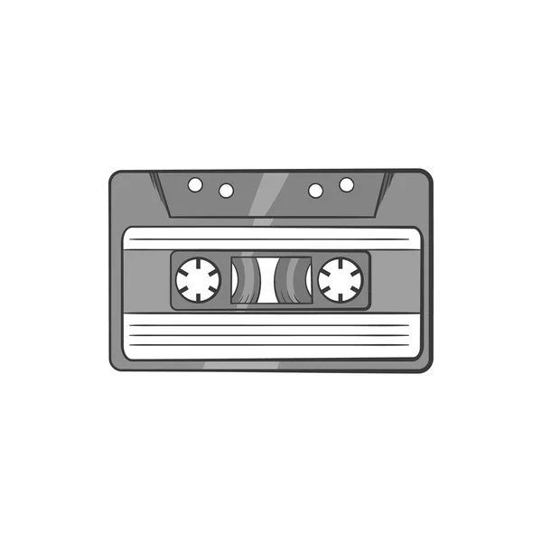 Ikona kasety audio, czarny monochromatyczny styl — Wektor stockowy