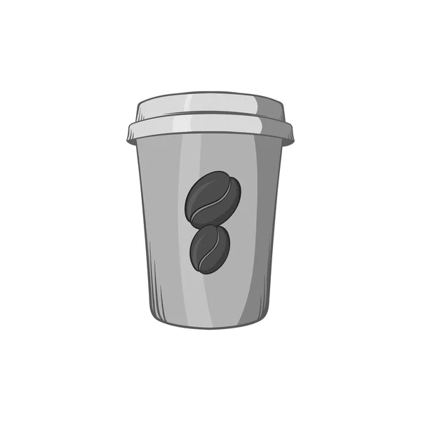 Cup of coffee icon, black monochrome style — Stock Vector