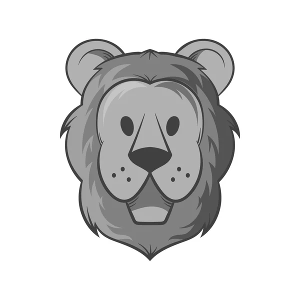 Faccia di icona di leone, nero stile monocromatico — Vettoriale Stock