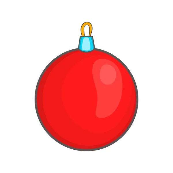 Ícone de bola de Natal vermelho, estilo dos desenhos animados — Vetor de Stock