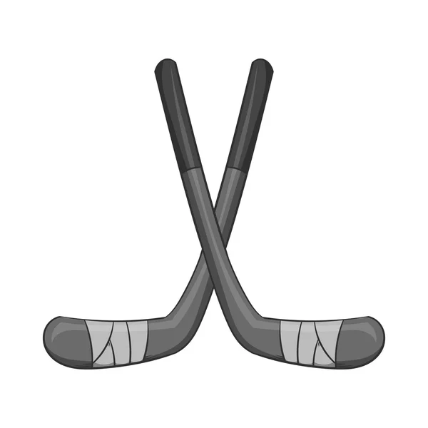 Hockey sticks icon, black monochrome style — Stock Vector