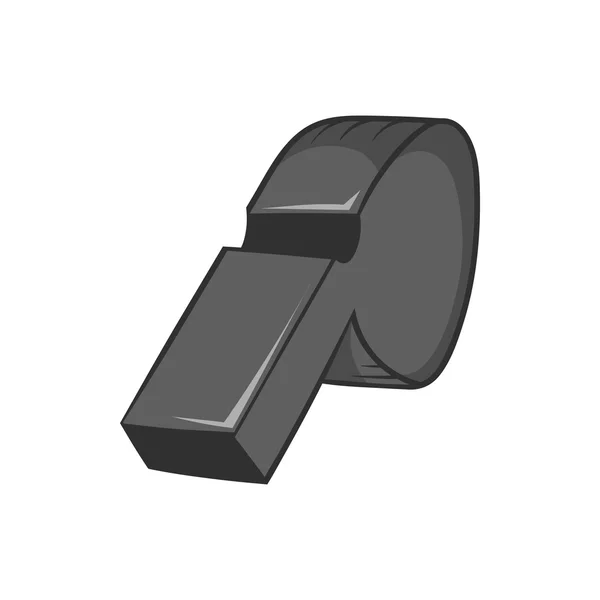 Whistle of referee icon, black monochrome style — Stok Vektör