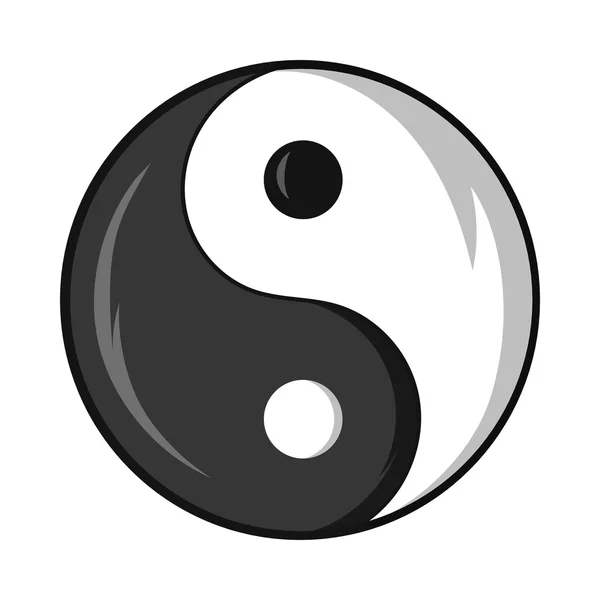 Zeichen Yin Yang-Symbol, schwarzer monochromer Stil — Stockvektor