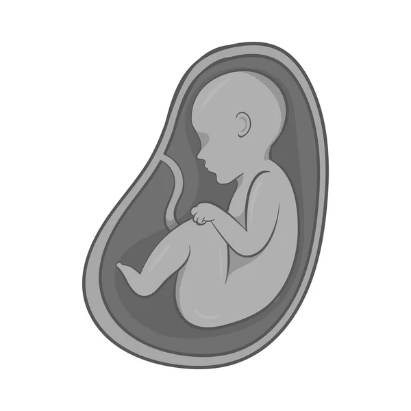 Embryo im Bauch-Symbol, schwarzer monochromer Stil — Stockvektor
