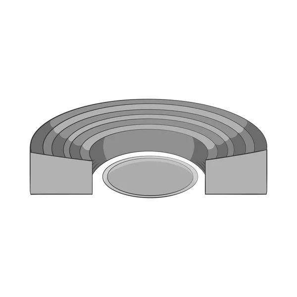 Icône de stade semi-circulaire, style monochrome noir — Image vectorielle