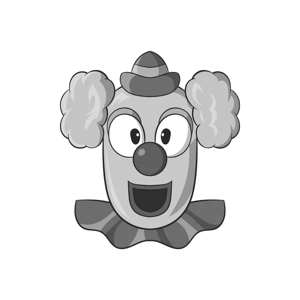 Clown gezicht pictogram, zwart monochroom stijl — Stockvector