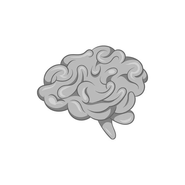 Brain icon, black monochrome style — Stock Vector