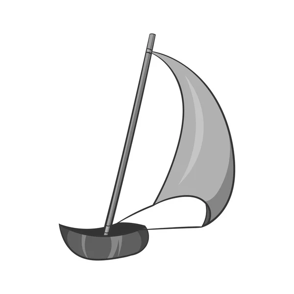 Yelkenli tekne simgesi, siyah monokrom tarzı — Stok Vektör