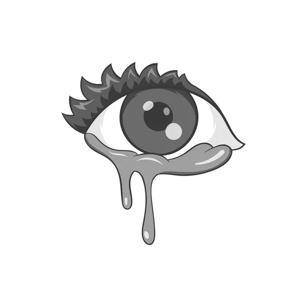 Icono de ojos llorones, estilo monocromo negro — Vector de stock