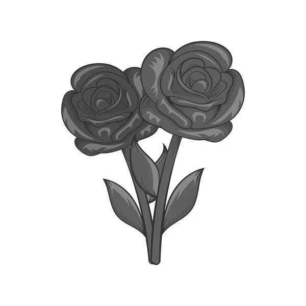 Kwiaty na ikonie grobu, czarno-monochromatyczny styl — Wektor stockowy