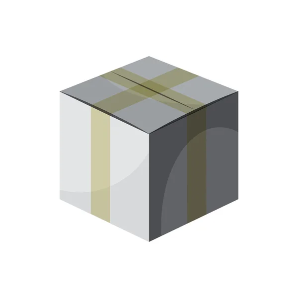 Caja de cartón encintado icono, estilo de dibujos animados — Vector de stock
