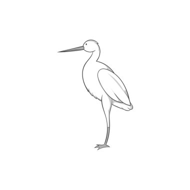 Leylek simgesi, siyah tek renkli stil