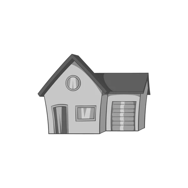 House with garage icon, black monochrome style — Stock Vector