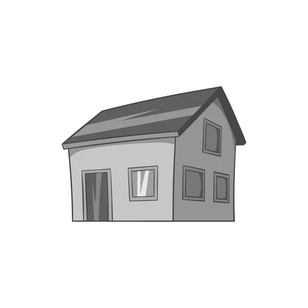 Casa con icona soffitta, nero in stile monocromatico — Vettoriale Stock