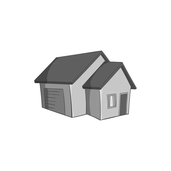 Grande casa con icona garage, nero in stile monocromatico — Vettoriale Stock