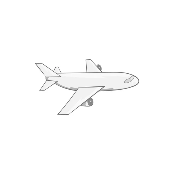 Plane icon, black monochrome style — Stock Vector