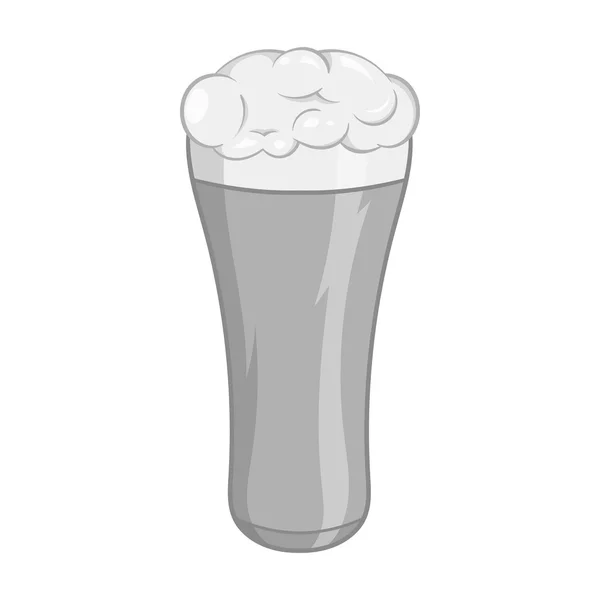 Skleněná ikona piva, černomonochromatický styl — Stockový vektor