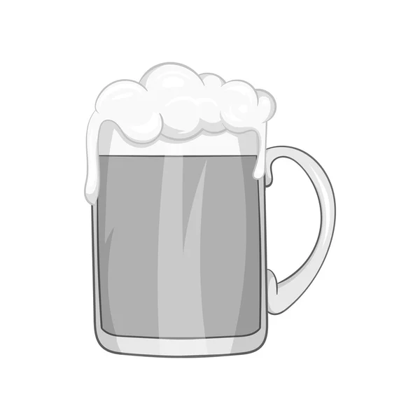 Mug with beer icon, black monochrome style — Stock Vector