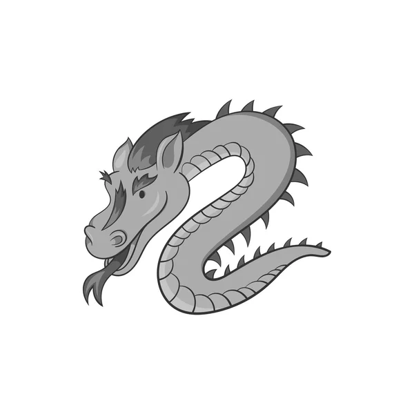 Dragon icon, black monochrome style — Stock Vector