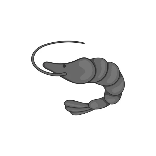 Shrimp icon, schwarzer monochromer Stil — Stockvektor