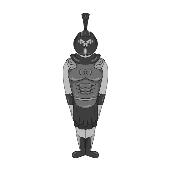 Икона римского солдата, черный монохромный стиль — стоковый вектор