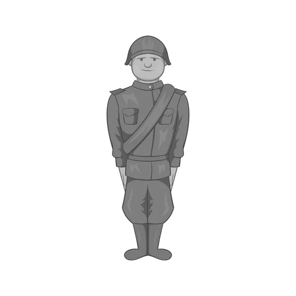 Ikona vojáka, černomonochromatický styl — Stockový vektor