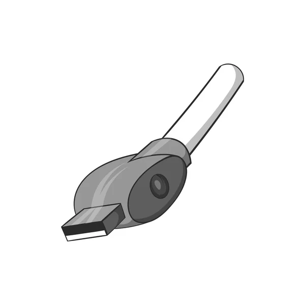 USBタバコ充電器アイコン、ブラックモノクロスタイル — ストックベクタ