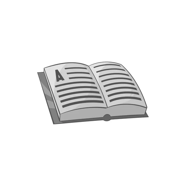 Open boek met tekst pictogram, zwart-monochrome stijl — Stockvector