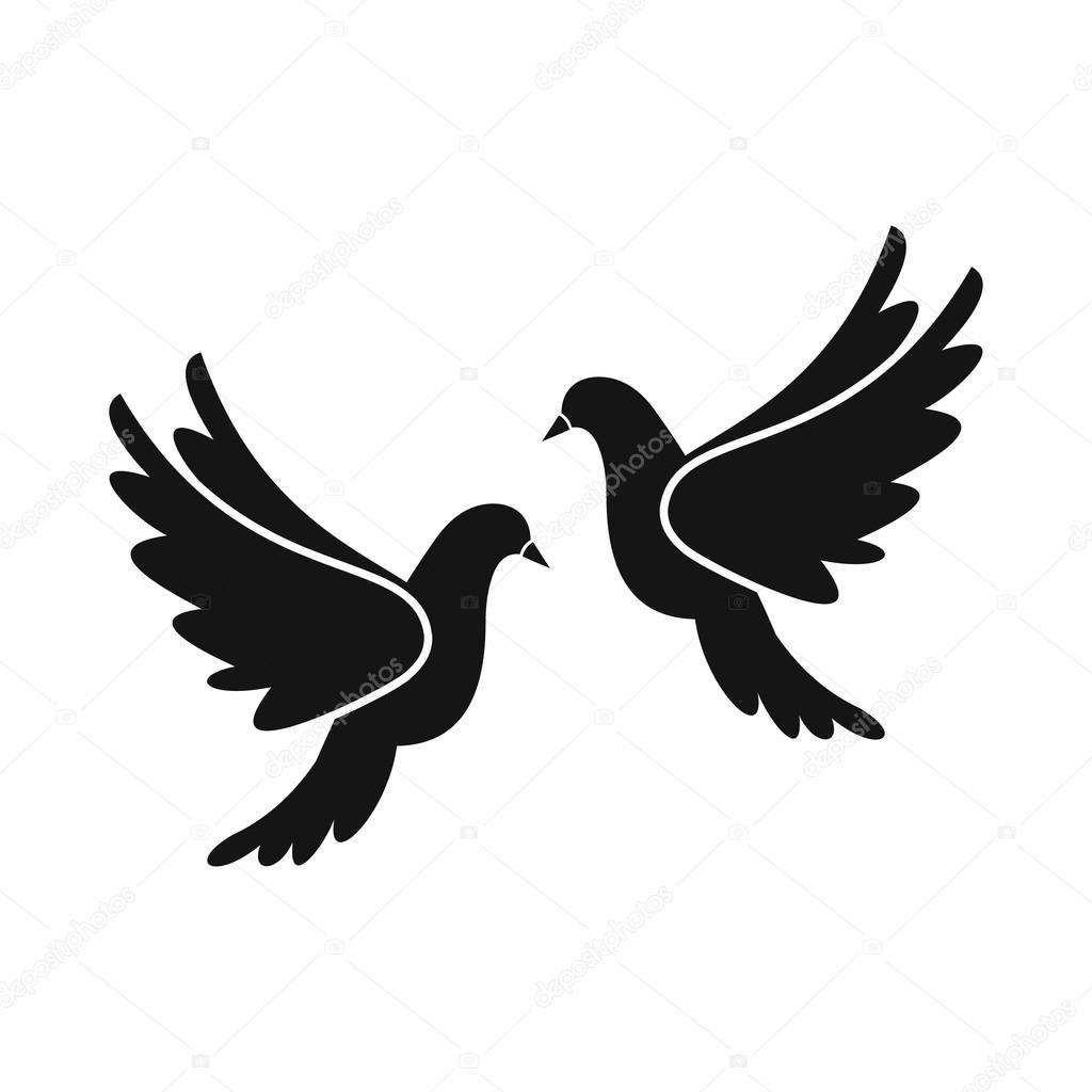 Wedding doves icon, simple style