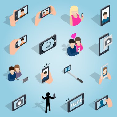 Selfie seti simgeleri, otometrik 3d tarzı