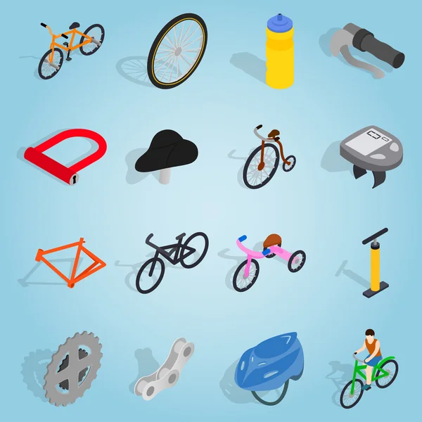 Conjunto de bicicletas iconos, estilo isométrico 3d — Vector de stock