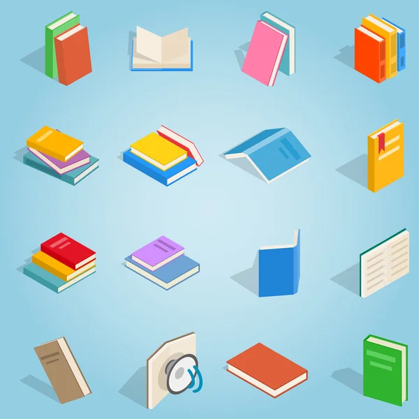 Book set icons, isometric 3d style — Stock Vector