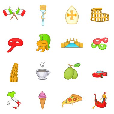 Karikatür tarzı içinde İtalya Icons set