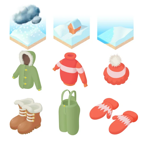 Winter Ikonen Set, Cartoon-Stil — Stockvektor