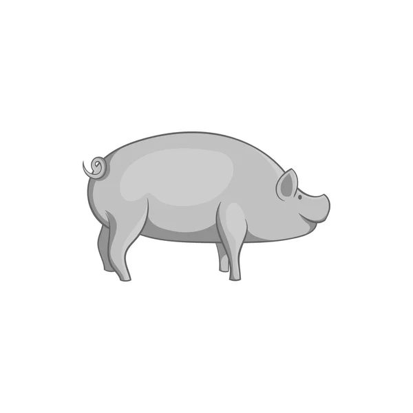 Pig icon, black monochrome style — Stock Vector