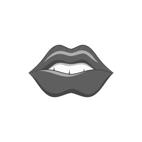 Icono de labios, estilo monocromo negro — Archivo Imágenes Vectoriales