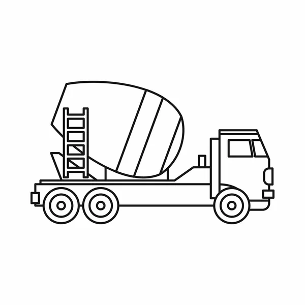 Concrete mixer camion icona, stile contorno — Vettoriale Stock