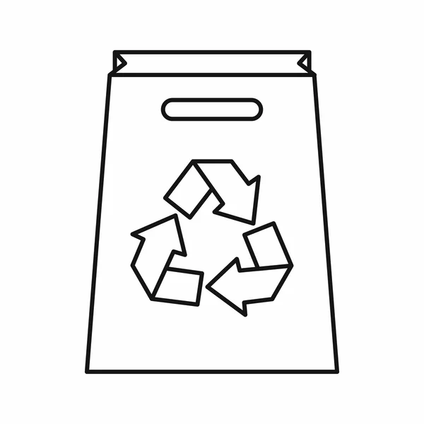 Bolsa de compras de papel con icono de símbolo de reciclaje — Vector de stock